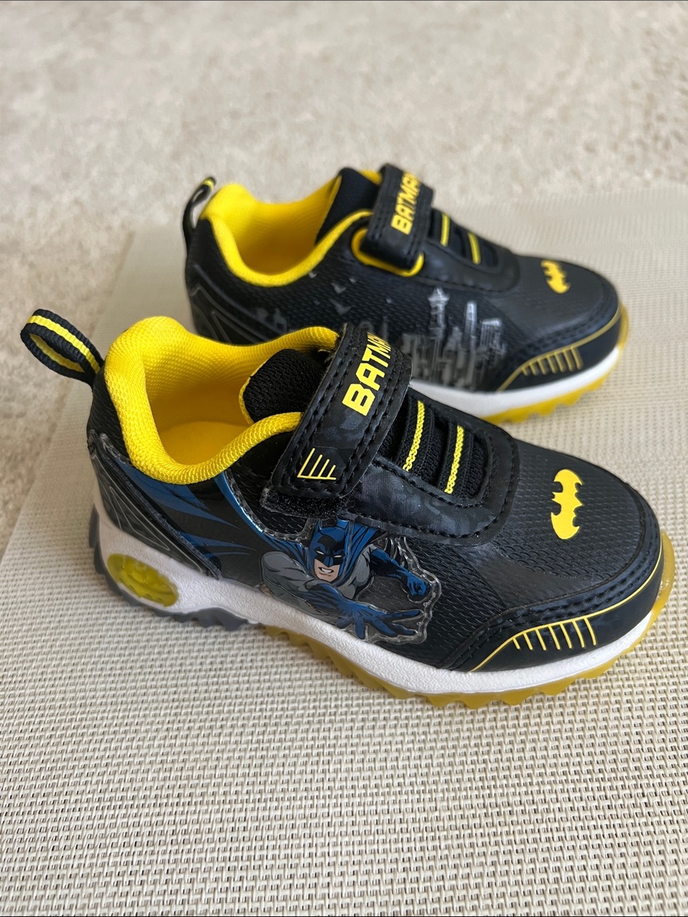 Batman Black and Yellow Kids Light-Up Sneakers